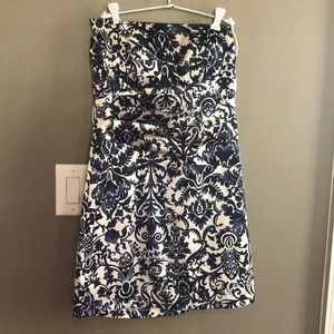Beautiful Navy and Cream Classic Strapless Dress